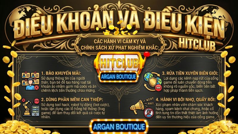 Các hành vi vi phạm bị nghiêm cấm tại cổng game Hitclub