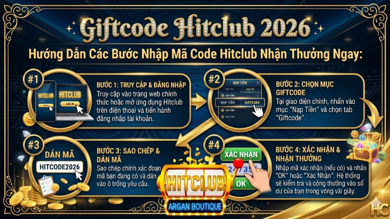 Các bước thao tác nhập mã giftcode vào tài khoản Hitclub