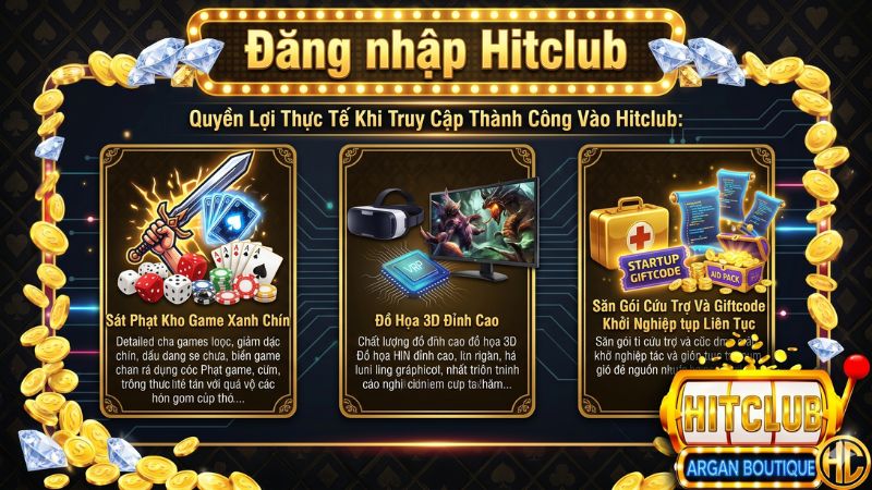 Kho trò chơi đổi thưởng 3D đẹp mắt xuất hiện sau khi đăng nhập Hitclub thành công.